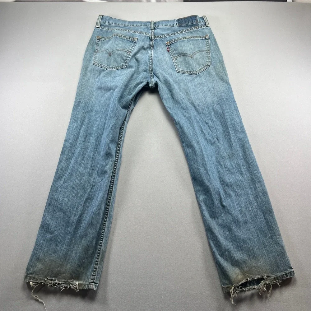 Levis Relaxed Straight Jeans Mens 34x30 Blue Denim Cotton Mid Rise Medium Wash